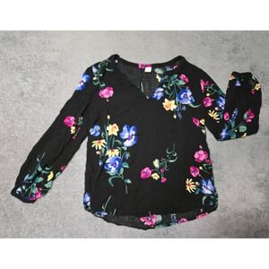 Old Navy Womens Floral Print Long Sleeve V Neck Blouse XS Casual